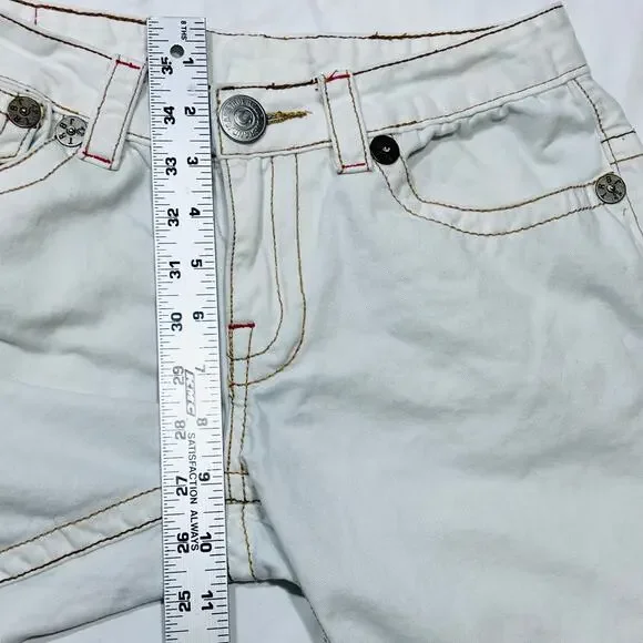 True Religion Joey Big T Flared Jeans White Gild Stitch Women 28W x 27L Used - Picture 9 of 11